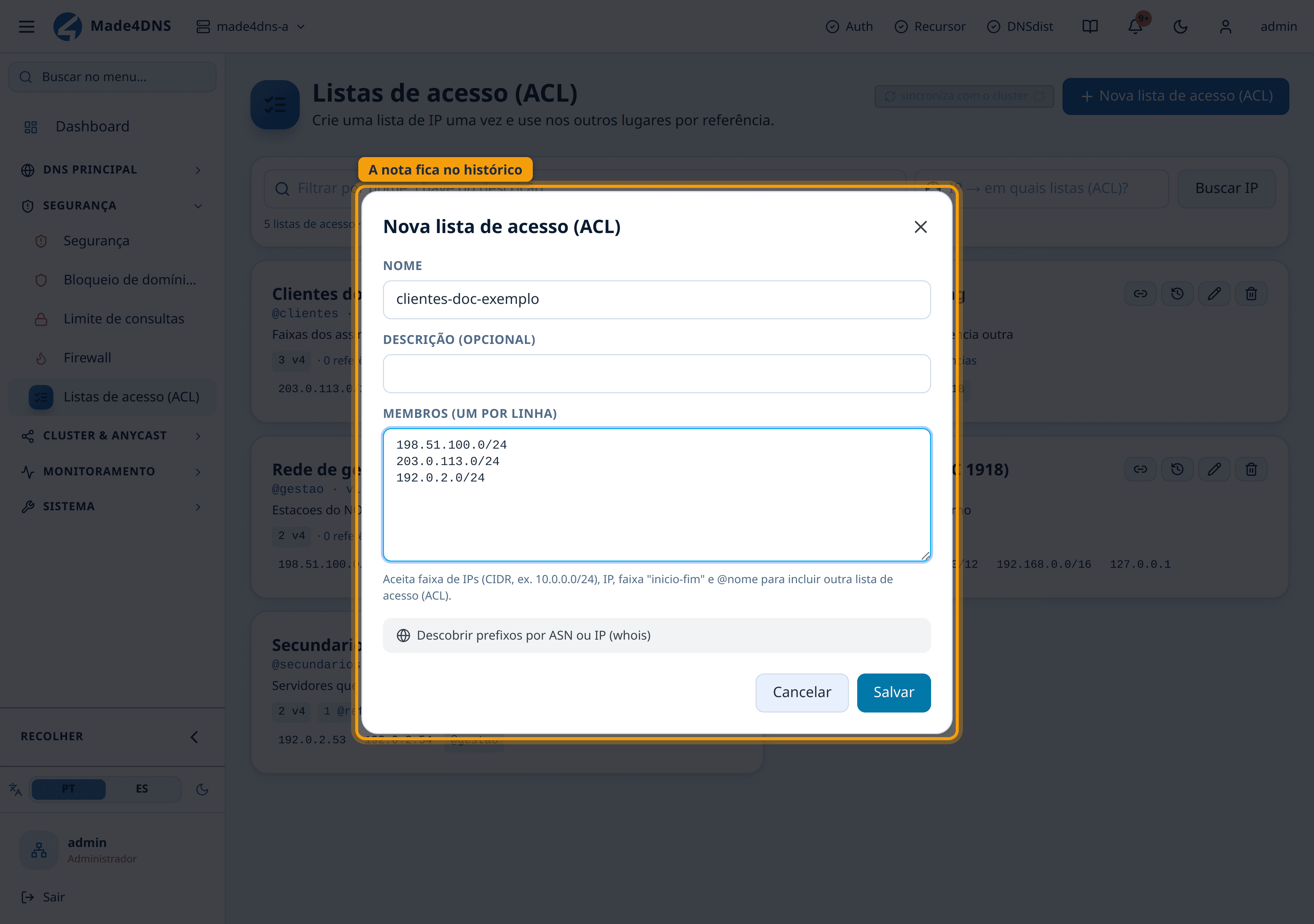 A nota de alteração
