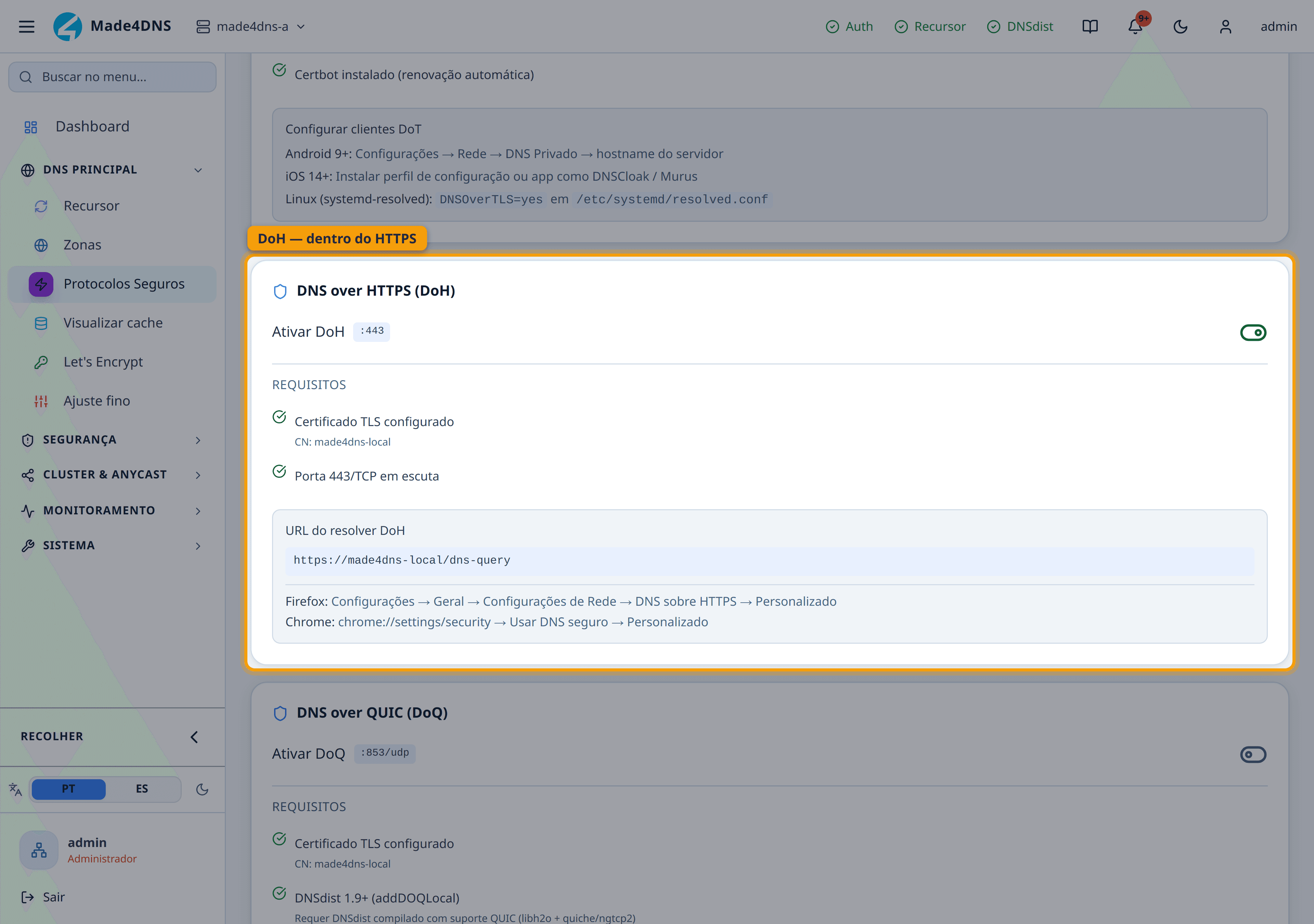 DoH — dentro do HTTPS
