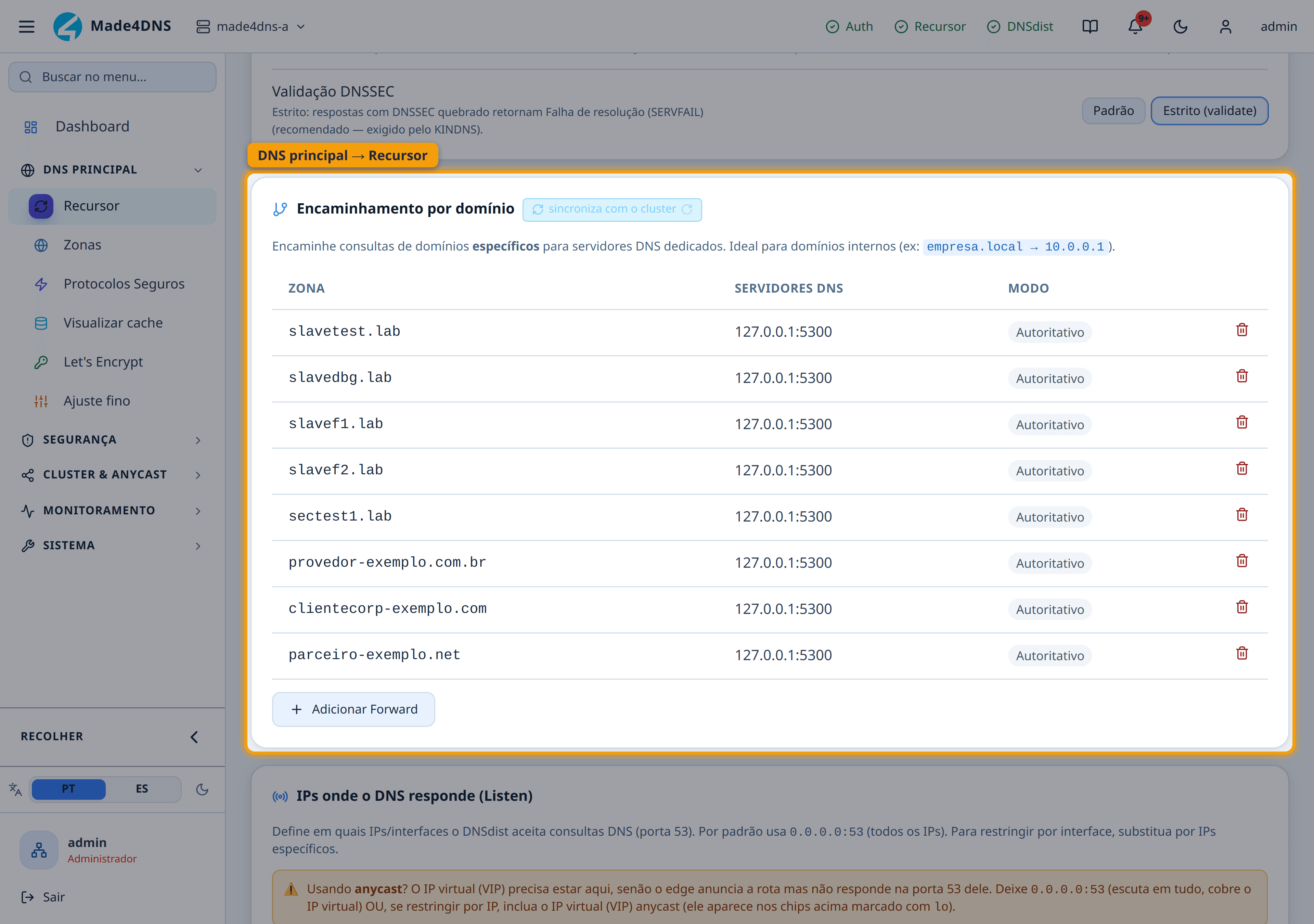 DNS principal → Recursor