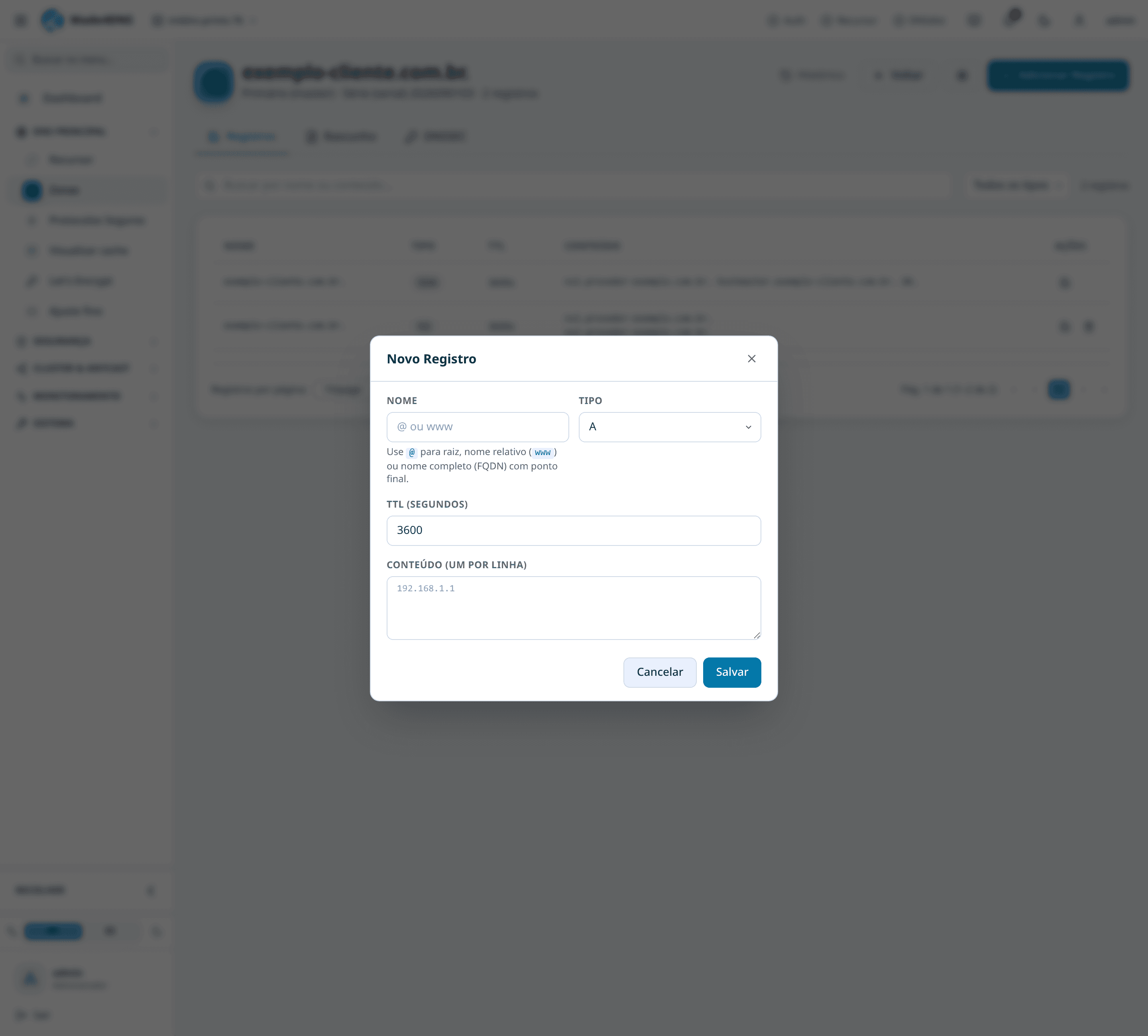 Adicionar Registro